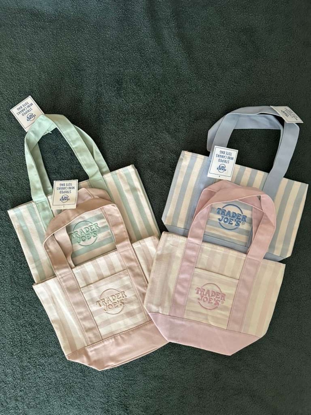Pastel Stripe Mini Tote - Pink, Mint, Blue Options